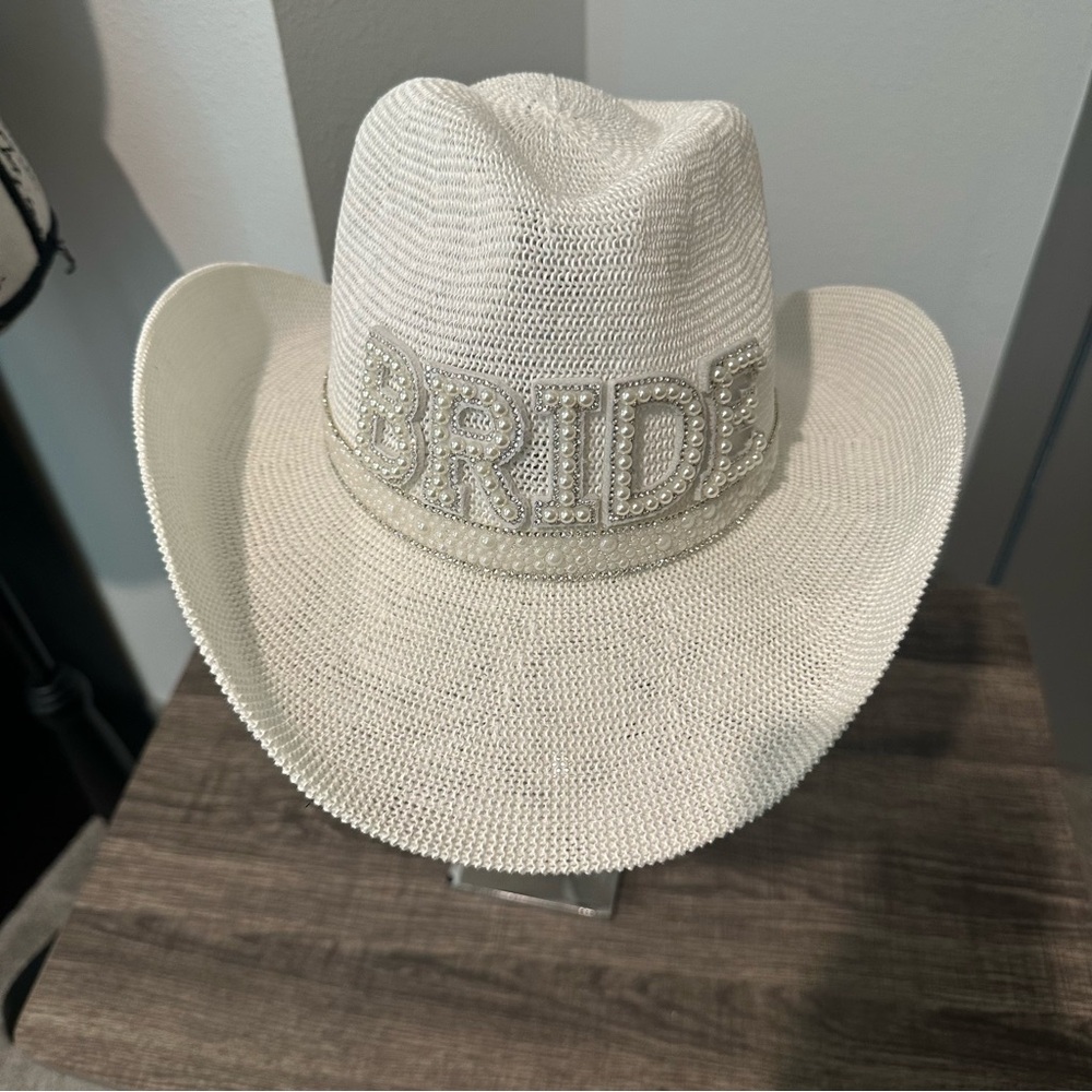 Chic White Bride Hat with Embellishments